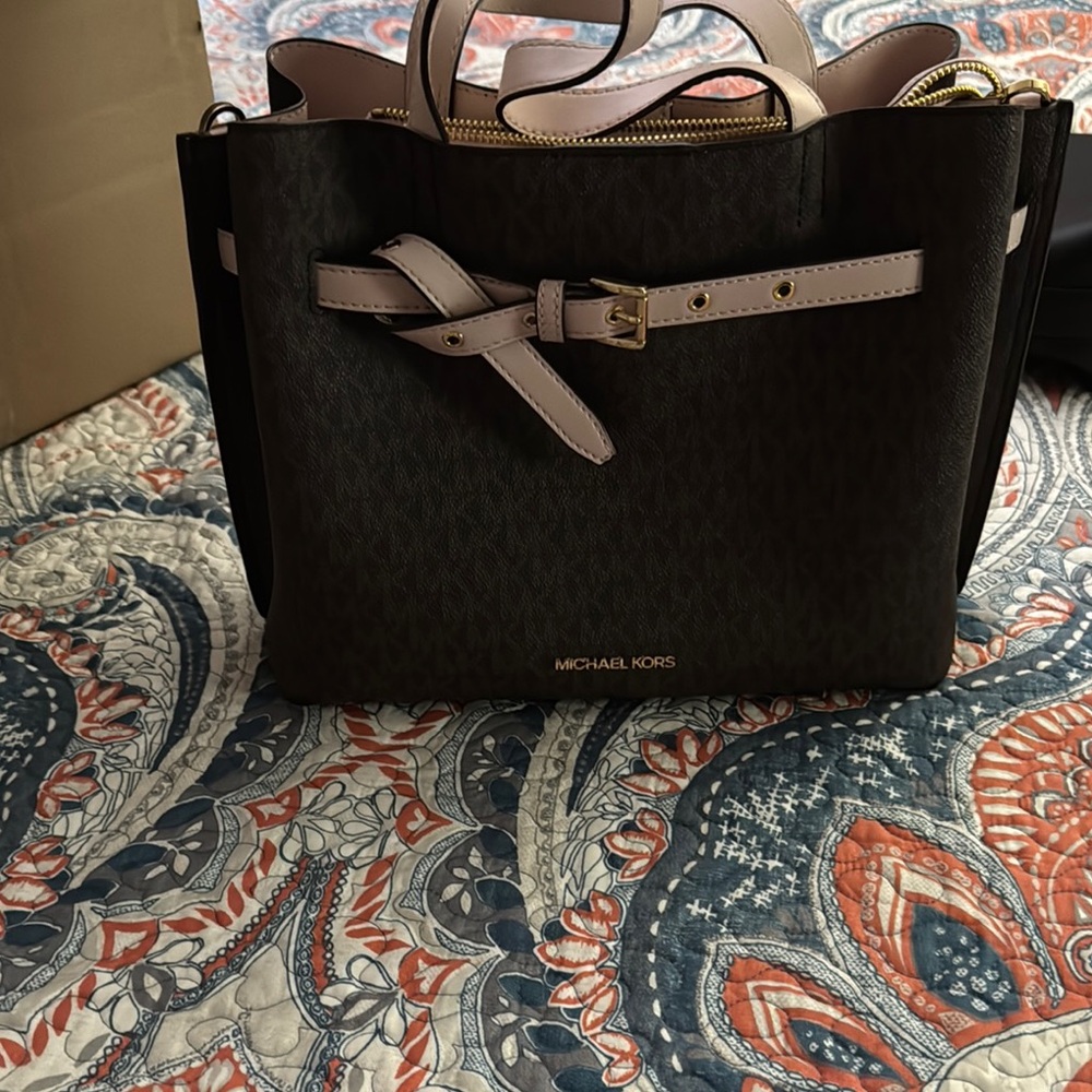 Michael Kors Black and Tan Satchel with Elegant Design